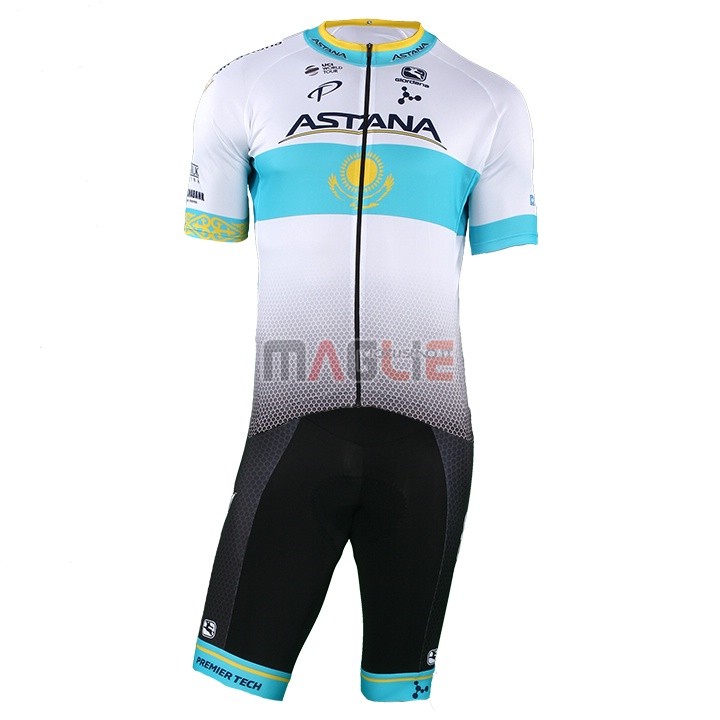 Maglia Astana Manica Corta 2018 Bianco Blu